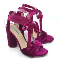 Reposhing These Gorgeous Shoes I Purchased But Have Never Worn Myself-Shoes Are Still In Excellent Condition. 4” Platform Height Purple Lace-up Heels For Spring, Purple Wrapped Block Heels, Purple Block Heel Shoes With Heel Strap, Purple Block Heels With Heel Strap, Purple Heels With Heel Strap And Round Toe, Formal Purple Heels With Wrapped Heel, Purple Closed Toe Heels With Padded Heel, Purple Closed Toe Heels With Heel Strap, Purple Closed Toe Heels With Strap