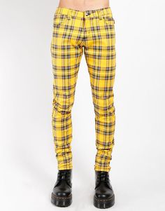 Yellow Plaid Pants, Tripp Pants, Chain Skirt, Punk Pants, Tripp Nyc, Purple Plaid, Cuffed Pants, Yellow Plaid, Plaid Pants