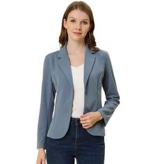 The curved hem and a fitted waist, make this formal blazer different from other blazers and add a stylish twist. Keep your work-wear wardrobe up-to-date by adding this pretty blazer. Pair it with a range of blouses and jeans, a pencil skirt, or cigarette pants, and show off your charming effortless OL style. This blazer suit jacket features a single-breasted design, a fitted waist, and regular hip-length, which make it comfortable for all-day wear. The lapel collar neckline and straight-cut cuff Lightweight Blazers For Women, Tailored Office Lady Blazer, Tailored Notched Blazer For Office Ladies, Tailored Solid Color Office Lady Blazer, Tailored Solid Color Blazer For Office, Tailored Solid Blazer For Office, Single Breasted Career Blazer For Office, Single Breasted Blazer For Career, Tailored Semi-formal Office Blazer