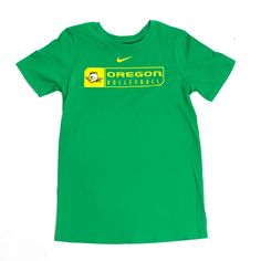 Oregon Ducks Nike Volleyball Puddles Logo Youth T-Shirt. Save Money By Bundling With Other Items In My Store. Try And Ship 6 Days A Week Via Priority Mail! Yellow Crew Neck Top For Sports Season, Yellow Sports T-shirt With Logo Print, Yellow Tops With Letter Print For Sports Season, Green Tops With Logo For Sports Events, Green Tops With Logo Print For Sports Events, Yellow Crew Neck Top For Team Spirit, Green Short Sleeve Top With Team Logo, Green Moisture-wicking Top For Game Day, Yellow Tops For Sports Events