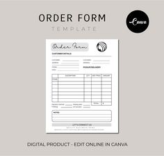 the order form is shown in black and white