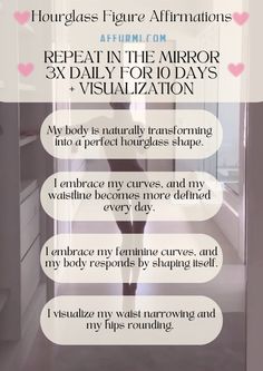 Shape your body into the perfect hourglass figure with these powerful affirmations! Repeat them daily to manifest the curves you desire. Visit https://affurmi.com for stickers and posters to keep your manifestation goals on track. Affirmation For Perfect Body Shape, Hourglass Affirmations, Manifestation Goals, Portable Dishwasher, Hourglass Body Shape, Powerful Affirmations, For Stickers, Hourglass Shape, Workout Pictures