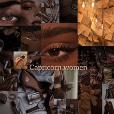 a collage of different images with the words capricorn women written in white