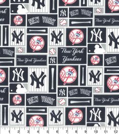 the new york yankees fabric is shown in black and white