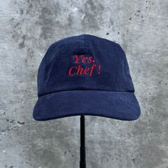 Yes, Chef! Embroidered Hat. 100% cotton corduroy Soft, unstructured crown with a cotton twill sweatband and taping. Adjustable buckle. This product is made especially for you as soon as you place an order, which is why it takes us a bit longer to deliver it to you. Making products on demand instead of in bulk helps reduce overproduction, so thank you for making thoughtful purchasing decisions! Corduroy Baseball Cap With Embroidered Logo, Corduroy Hat With Embroidered Logo For Streetwear, Embroidered Logo Corduroy Hat For Streetwear, Casual Corduroy Hat With Embroidered Logo, Streetwear Corduroy Hat With Embroidered Logo, Yes Chef, Navy Hat, I Love La, Mens Hat