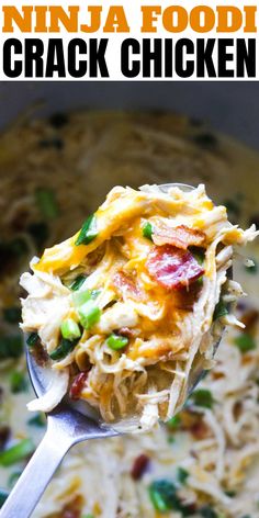 Shredded Chicken And Cream Cheese, Ninja Foodi Chicken Recipes, Shredded Chicken Casserole, Chicken And Cream Cheese, Pressure Cooker Chicken Breast, Pressure Cooker Recipes Chicken, Stuffed Chicken Breast Cream Cheese, Chicken With Bacon, Ninja Cooking System Recipes