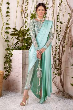 Xaviera | Pakistani Designer Outfit | Sarosh Salman Chiffon Bolero, Pant Saree, Ridhima Bhasin, Designer Outfit, Drape Jacket, Drape Saree, Scoop Neck Blouses, Wedding Bridal Party, Bridal Party Dresses