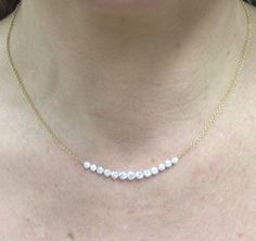 LARGE CRESCENT DIAMOND NECKLACE White Crescent Diamond Jewelry, Dainty White Necklace With Rose Cut Diamonds, Dainty White Rose Cut Diamond Necklaces, Diamond Necklace Simple, Jewlery Necklace, Dancing Diamond, Diamond Necklace Designs, Anita Ko, Diamond Jewelry Necklace