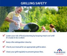 an advertisement for a grilling safety program with people in the background and text on it