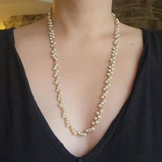 "Vintage Napier Woven Faux Pearl Necklace. Beautiful. Excellent condition. Approx 24\". Great condition.  . . . estate bead beads beaded white pearls elegant estate classic classy simple dainty simple long strand gold tone strands  NAP" Elegant Formal Pearl Necklace With Gold Beads, Elegant Formal Beaded Necklace With Gold Beads, Elegant Formal Gold Beaded Necklaces, Elegant Cream Beaded Necklaces With Pearl Chain, Elegant Cream Beaded Necklace With Pearl Chain, Single Strand Long Pearl Necklace, Long Single Strand Pearl Necklace, Elegant Cream Pearl Chain Necklace, Formal Long Pearl Necklace