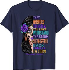 a t - shirt with an image of a woman's face and words on it