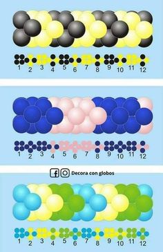 an image of balloons and numbers on a blue background with the same color as each balloon