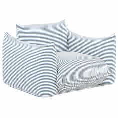 Saint Tropez Outdoor Chair, Blue Striped-Furniture - Chairs-High Fashion Home Stripe Couch, Striped Chair, Armchair Bed, Tov Furniture, Blue Armchair, Outdoor Armchair, Comfort Design, Upholstered Arm Chair, Lounge Chair Outdoor