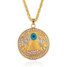 Mens Gold Egyptian Rap Hip Hop Pyramid Eye of Providence Pendant Necklace 24" | eBay Egyptian Rap, Goddess Of Fortune, Pyramid Eye, Eye Of Providence, Daily Jewelry, New Metal, Necklace For Men, Gold Branding, Men's Necklace