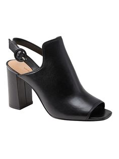 Banana Republic Womens Peep Toe Bootie Black Leather Chic Open Toe Boots Medium Width, Chic Open Toe Boots With Sculpted Heel, Elegant Open Toe Boots With Stacked Heel, Spring Open Toe Boots With Sculpted Heel, Open Toe Boots With Sculpted Heel For Spring, Womens Leather Booties, Womens Black Booties, Chic Heels, Black Boots Women