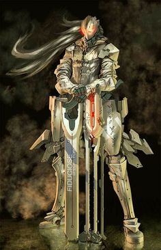 . White Knight, Armor Concept, Futuristic Design, Fantasy Warrior