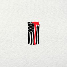 an american flag painted on the side of a white paper with black and red stripes