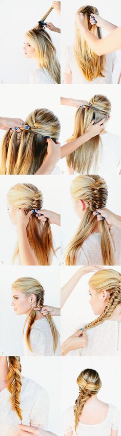 Fishtail Braid Hairstyles, Step By Step Hairstyles, Fishtail Braid, Braided Hairstyles Tutorials, Long Hairstyles, Fish Tail Braid, Hair Long