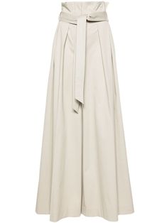 Moschino Belted wide-leg Trousers - Farfetch Beige Wide Leg Pants With Belt Loops, Belted Beige Wide Leg Bottoms, Beige Belted Wide Leg Bottoms, Belted Cotton Wide Leg Pants, Beige Wide Leg Belted Bottoms, Beige Cotton Wide Leg Pants With Belt Loops, Elegant High Waist Beige Culottes, Beige Wide-leg Belted Bottoms, Beige Belted Wide-leg Bottoms