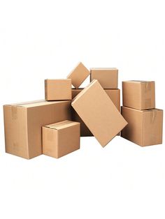 several cardboard boxes stacked on top of each other