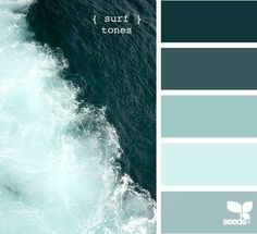 the ocean is blue and green with some white waves in it, as well as text that reads surf tones