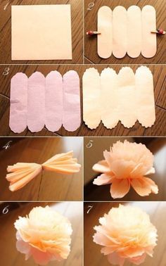 how to make tissue paper flowers with ribbon and pom - poms step by step