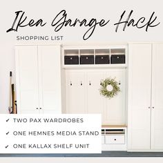 an image of a white closet with the words ken george's shopping list