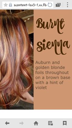 Blonde Foils, Colored Hair Tips, Fall Hair Color Trends, Fall Hair Color For Brunettes, Hair Color Highlights, Auburn Hair, Hair Color And Cut, Red Hair Color