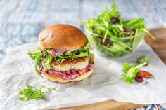 a close up of a sandwich on a table