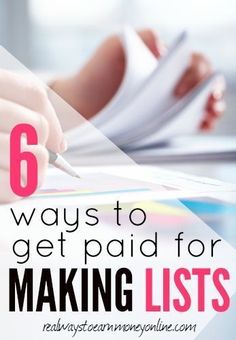 a person writing on paper with the words 5 ways to get paid for making lists