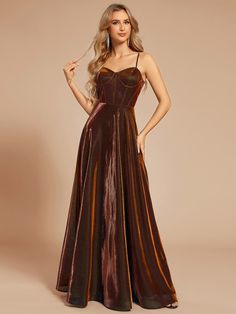 A Line Prom Dress, Burnt Orange Dress, Mesh Maxi Dress, Ever Pretty, A Line Prom Dresses, Bridesmaids Dress, Fashion Items, Deep Green, Lining Fabric