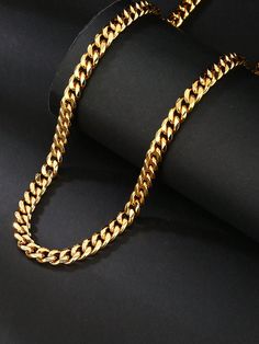 1pc 7mm Gold Color Cuban Link Chain Necklace, Trendy European And American Style For Men Everyday Wear Yellow Gold Sporty,Fashionable,Minimalist   Copper     Men Fashion Jewelry, size features are:Bust: ,Length: ,Sleeve Length: Dark Gold Jewelry, Gold Mens Jewelry, Men’s Gold Chain, 2025 Aesthetic, Real Gold Chains, Thick Chain Necklace, Necklace Trendy, Cuban Link Chain Necklaces, Gold Necklace Set