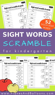 sight words scramble for kids to learn how to use them