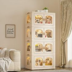 a living room filled with furniture and a white couch