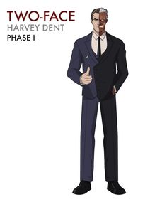 a man in a suit and tie with the words two - face harvey dent phase 1