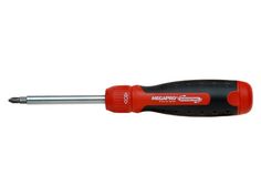 a screwdriver with red and black handles