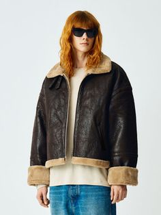 Editor's NotesThis is a trendy and casual mustang jacket by V2 that is made out of vegan leather. It has a minimal yet refined look suitable for cold days.- Shearling collar detail- Buckle on the collar- Zipper closureMeasurements (in.)M/L- Shoulder: 24.41 in. / 25.59 in.- Arm Hole: 10.43 in. / 11.02 in.- Chest: 24.80 in. / 25.98 in.- Sleeve: 18.50 in. / 18.90 in.- Length: 24.02 in. / 24.61 in.Composition & Care- Vegan leather 100%- Refer to care labelDesigner- by V2 Brown Urban Biker Jacket For Winter, Urban Brown Biker Jacket For Winter, Collared Biker Jacket For Winter, Collared Biker Jacket For Winter Workwear, Urban Brown Winter Biker Jacket, Winter Leather Outerwear With Padded Collar, Urban Brown Leather Jacket For Winter, Trendy Collared Winter Biker Jacket, Trendy Collared Biker Jacket For Winter