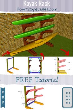 the instructions for how to build a kayak rack with two levels and three sections