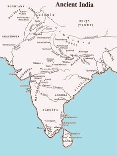 an old map of india showing the location of ancient cities and major rivers in asia