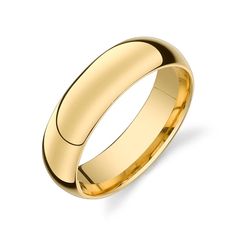 a yellow gold wedding ring on a white background