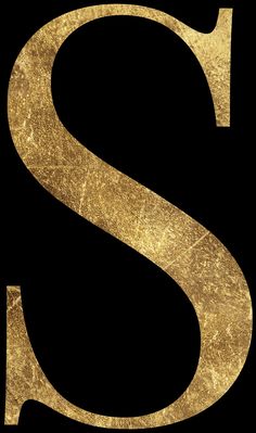 the letter s is made out of gold leafy material and has a black background