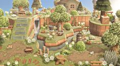 an animated garden with lots of plants and animals