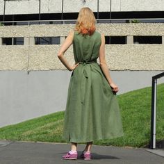 "Write the selected color in the message Green wrap half circle maxi dress sleeveless, 2 pockets and belt , perfect for casual wear and suitable for any occasion in any season Details: - 100% natural linen produced in Europe ; - medium weight (180 gram per square meter); - color: green, could be any from our colors catalog (color samples at the photo); Made to order, approximately a few days, If you have any questions please message me and I will be glad to answer. Size guide : Size XS Bust: fit Summer A-line Belted Wrap Dress, Summer A-line Maxi Dress With Tie Waist, Belted Long Summer Dress, Summer Long Belted Dress, Summer Linen A-line Maxi Dress, Linen Maxi Dress With Tie Waist, Sleeveless Belted Maxi Dress For Beach, Green Linen Sundress Maxi Dress, Green Linen Maxi Dress For Summer