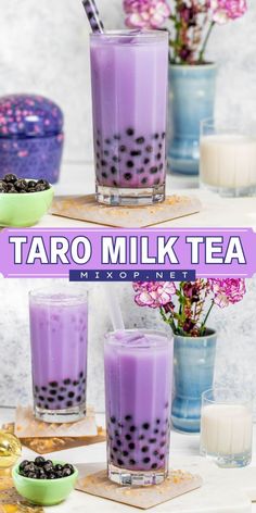 Sip on this taro boba tea! This easy drink recipe is perfect during afternoons, as a dessert, at parties, or when you're craving something unique. Along with a delicious chewiness, this Creamy Taro Milk Tea is satisfying! Taro Bubble Tea Recipe, How To Make Bubble Tea, Boba Business, Taro Milk Tea Recipe, Boba Bubbles, Bubbles Recipe, Taro Recipes, Taro Milk Tea