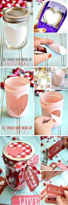 the steps to make a heart shaped jar for valentine's day gifting or decoration