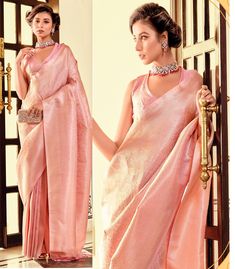 Pink Kanjivaram Silk Saree,  Saree with blouse For Women, Wedding Wear, Indian bridal, traditional bridesmaid Saree Wedding Saree With Semi-stitched Blouse, Wedding Pre-draped Saree With Zari Weaving, Wedding Tissue Silk Pre-draped Saree With Self Design, Katan Silk Pre-draped Saree For Wedding And Diwali, Tissue Silk Blouse Piece For Wedding During Diwali, Elegant Sharara With Zari Weaving, Elegant Pink Choli With Zari Weaving, Elegant Sharara With Zari Weaving In Traditional Drape, Elegant Art Silk Choli With Meenakari Detailing