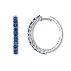 Irresistible Blueberry Sapphires™ adorn these exquisite Le Vian® hoop earrings for her. Styled in 14K Vanilla Gold®, the earrings secure with hinged backs. Le Vian®. Discover the Legend. Le Vian Jewelry, Sapphire Hoop Earrings, String Earrings, Levian Jewelry, Colorful Gemstones, Chocolate Diamonds, Le Vian, Accessories Jewelry Earrings, Blue Jewelry