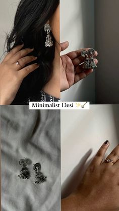 four different images of rings and fingers with the words minimalist desi on them