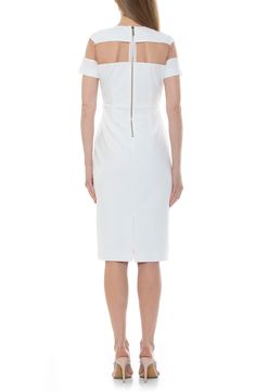 Sophisticated and structured, this midi dress has it all with its fitted pencil skirt and horizontal mesh detail that rests above the bodice. 43 1/2" length (size X-Small) Crewneck Short sleeves Lined 100% polyester Machine wash, dry flat Imported Model stats: 5'10" height, 32" bust, 25" waist, 36" hip. Model is wearing size X-Small. Midi Cocktail Dress, Nordstrom Rack, Pencil Skirt, Bodice, Cocktail Dress, Midi Dress, Short Sleeves, Pencil, Nordstrom