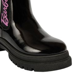 Effortlessly Trendy: Easy to slip on, these boots bring a trendy Barbie flair to any outfit in seconds. Glossy Glam: The shiny finish gives these Chelsea boots a sleek, head-turning appeal for any fashion-forward Barbie fan.These Barbie Chelsea boots combine effortless wear with undeniable flair. The shiny black patent shoes pair perfectly with the bright pink ‘Barbie’ logo, giving you a look that’s both classic and fabulous. Whether you’re heading out with friends or dressing up for a casual outing, this footwear offers a playful yet fashionable twist. Step into something special with these iconic Barbie-inspired kicks! Pink Barbie Logo, Boys Fancy Dress, Black Patent Shoes, Womens Onesie, Girls Fancy Dress, Barbie Inspired, Barbie Logo, Barbie Shoes, Shoes For Girls